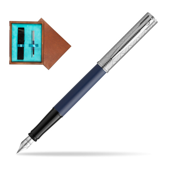 Pióro wieczne Waterman Allure Deluxe Blue w pudełku drewnianym Mahoń Single Turkus