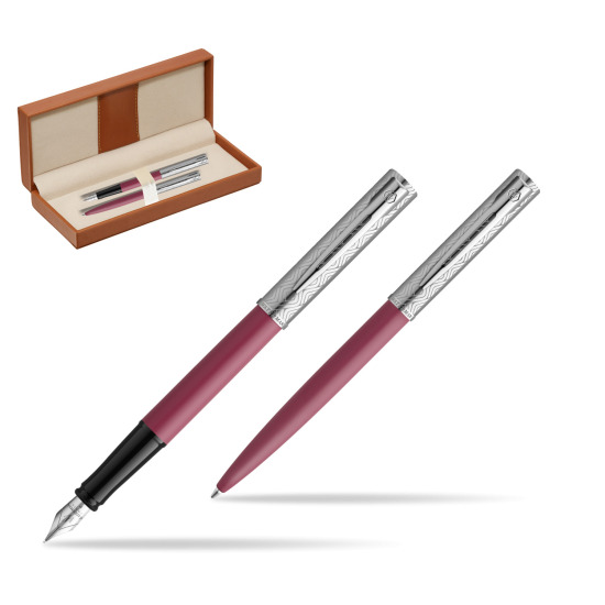 Zestaw Waterman Pióro wieczne + długopis Allure Deluxe Pink w pudełku classic brown
