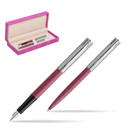 Zestaw Waterman Pióro wieczne + długopis Allure Deluxe Pink w pudełku zamszowym fuksja