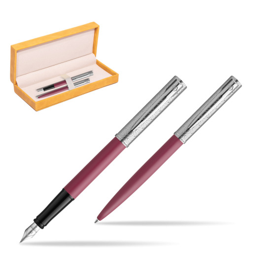 Zestaw Waterman Pióro wieczne + długopis Allure Deluxe Pink w żółtym pudełku zamszowym