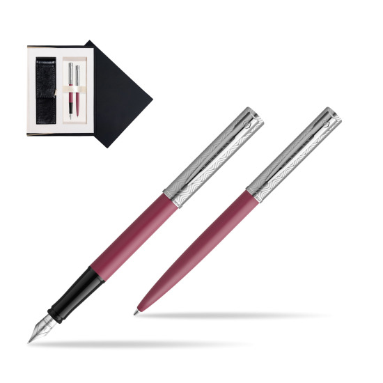 Zestaw Waterman Pióro wieczne + długopis Allure Deluxe Pink w czarnym pudełku zamszowym