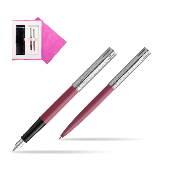 Zestaw Waterman Pióro wieczne + długopis Allure Deluxe Pink w pudełku zamszowym fuksja