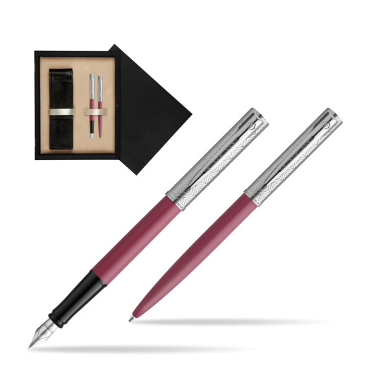 Zestaw Waterman Pióro wieczne + długopis Allure Deluxe Pink w pudełku drewnianym Czerń Double Ecru