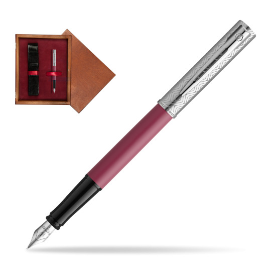 Pióro wieczne Waterman Allure Deluxe Pink w pudełku drewnianym Mahoń Single Bordo