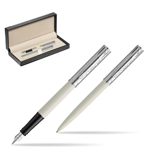 Zestaw Waterman Pióro wieczne + długopis Allure Deluxe White w pudełku classic black