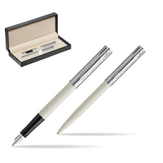 Zestaw Waterman Pióro wieczne + długopis Allure Deluxe White w pudełku classic pure black