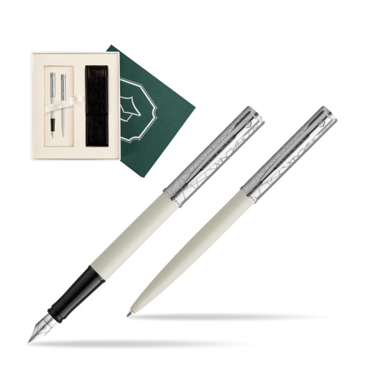 Zestaw Waterman Pióro wieczne + długopis Allure Deluxe White w pudełku Wiedza i Nauka