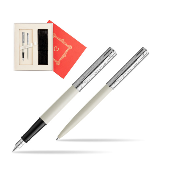 Zestaw Waterman Pióro wieczne + długopis Allure Deluxe White w pudełku Czerwień Od Serca