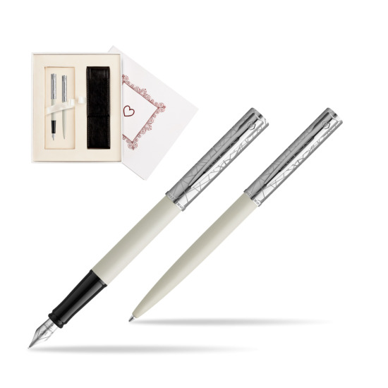 Zestaw Waterman Pióro wieczne + długopis Allure Deluxe White w pudełku Biel Od Serca