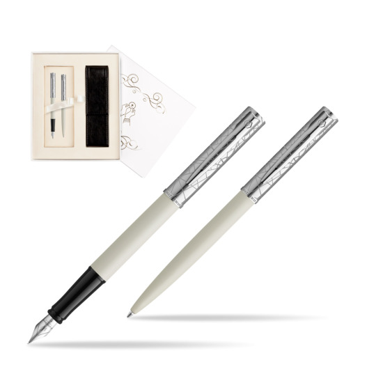 Zestaw Waterman Pióro wieczne + długopis Allure Deluxe White w pudełku Pamiątka I Komunii