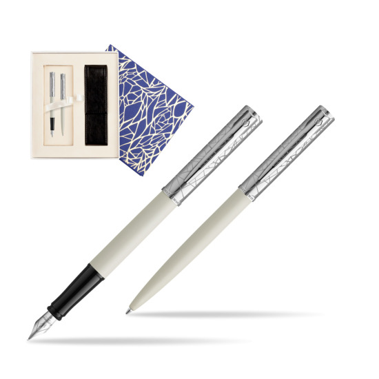 Zestaw Waterman Pióro wieczne + długopis Allure Deluxe White w pudełku Uniwersalne z etui