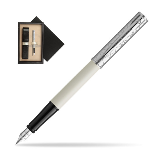 Pióro wieczne Waterman Allure Deluxe White w pudełku drewnianym Czerń Single Ecru