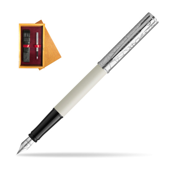 Pióro wieczne Waterman Allure Deluxe White w pudełku drewnianym Honey Single Bordo