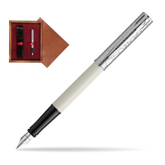 Pióro wieczne Waterman Allure Deluxe White w pudełku drewnianym Mahoń Single Bordo