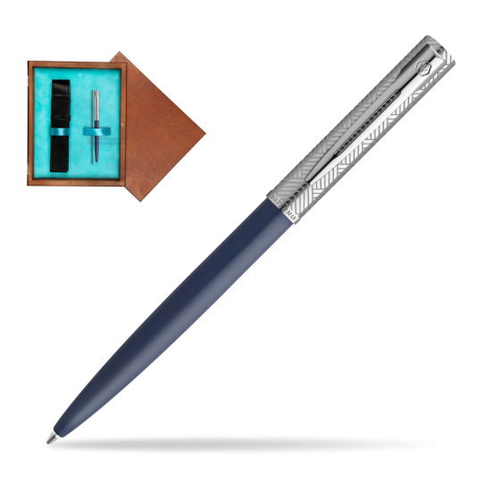 Długopis Waterman Allure Deluxe Blue w pudełku drewnianym Mahoń Single Turkus