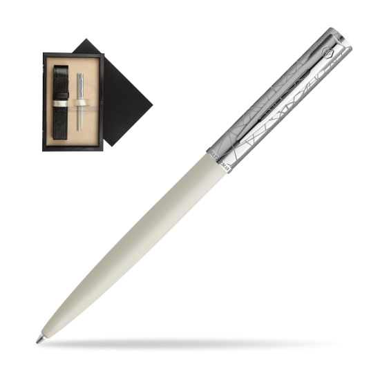 Długopis Waterman Allure Deluxe White w pudełku drewnianym Czerń Single Ecru