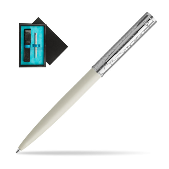 Długopis Waterman Allure Deluxe White w pudełku drewnianym Czerń Single Turkus