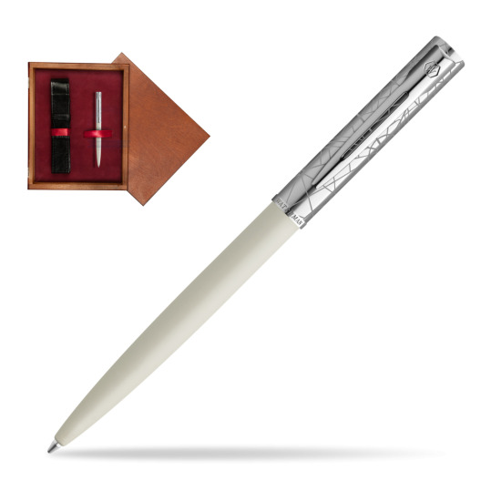 Długopis Waterman Allure Deluxe White w pudełku drewnianym Mahoń Single Bordo