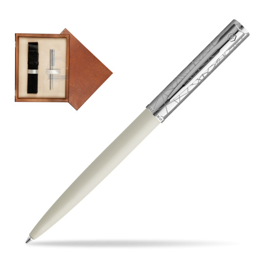 Długopis Waterman Allure Deluxe White w pudełku drewnianym Mahoń Single Ecru