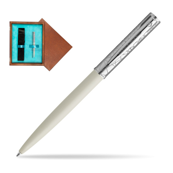 Długopis Waterman Allure Deluxe White w pudełku drewnianym Mahoń Single Turkus