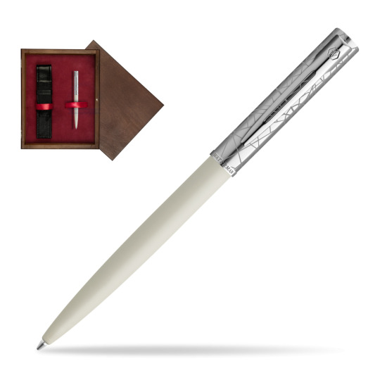 Długopis Waterman Allure Deluxe White w pudełku drewnianym Wenge Single Bordo