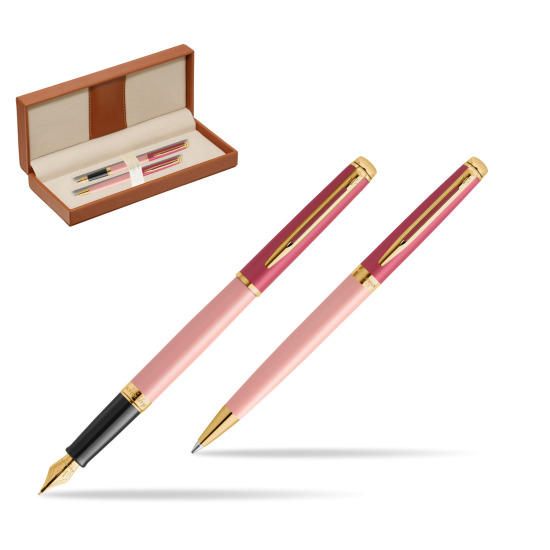 Zestaw prezentowy Waterman pióro wieczne + długopis HÉMISPHÈRE COLOR-BLOCK PINK GT w pudełku classic brown