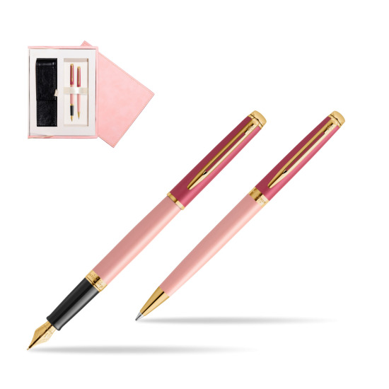 Zestaw prezentowy Waterman pióro wieczne + długopis HÉMISPHÈRE COLOR-BLOCK PINK GT w różowym pudełku zamszowym