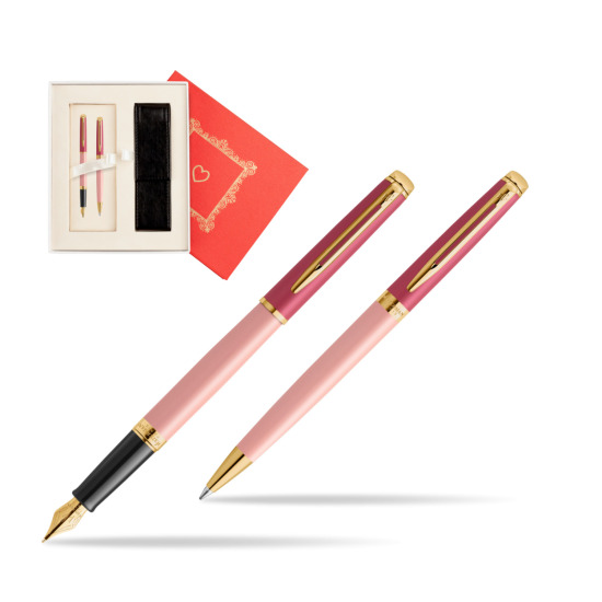 Zestaw prezentowy Waterman pióro wieczne + długopis HÉMISPHÈRE COLOR-BLOCK PINK GT w pudełku Czerwień Od Serca
