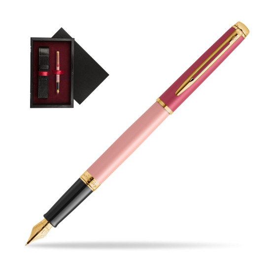 Pióro wieczne Waterman HÉMISPHÈRE COLOR-BLOCK PINK GT w pudełku drewnianym Czerń Single Bordo