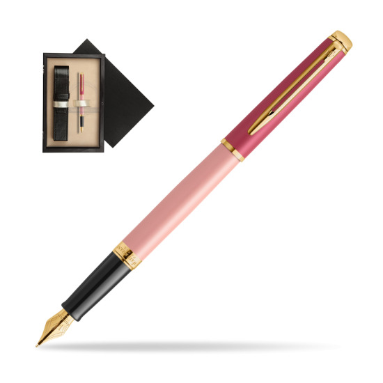 Pióro wieczne Waterman HÉMISPHÈRE COLOR-BLOCK PINK GT w pudełku drewnianym Czerń Single Ecru