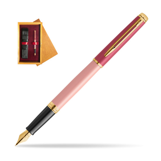 Pióro wieczne Waterman HÉMISPHÈRE COLOR-BLOCK PINK GT w pudełku drewnianym Honey Single Bordo