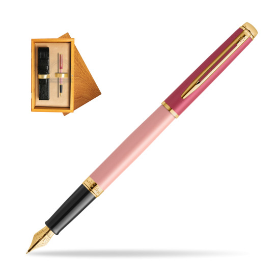 Pióro wieczne Waterman HÉMISPHÈRE COLOR-BLOCK PINK GT w pudełku drewnianym Honey Single Ecru