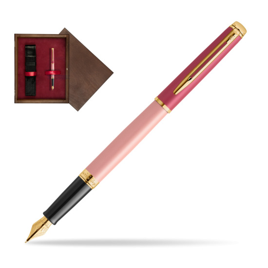 Pióro wieczne Waterman HÉMISPHÈRE COLOR-BLOCK PINK GT w pudełku drewnianym Wenge Single Bordo