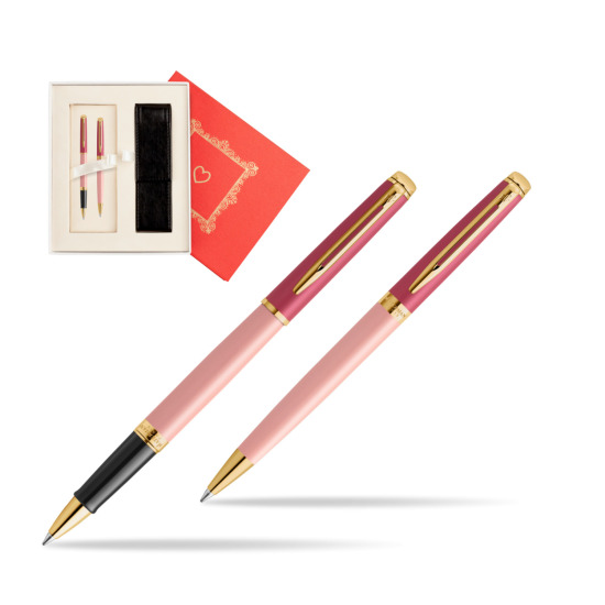 Zestaw prezentowy Waterman pióro kulkowe + długopis HÉMISPHÈRE COLOR-BLOCK PINK GT w pudełku Czerwień Od Serca