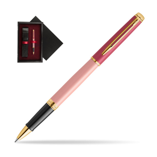 Pióro kulkowe Waterman HÉMISPHÈRE COLOR-BLOCK PINK GT w pudełku drewnianym Czerń Single Bordo