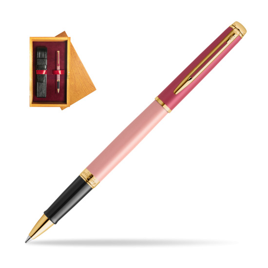 Pióro kulkowe Waterman HÉMISPHÈRE COLOR-BLOCK PINK GT w pudełku drewnianym Honey Single Bordo