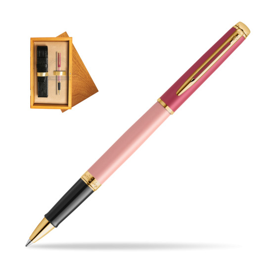 Pióro kulkowe Waterman HÉMISPHÈRE COLOR-BLOCK PINK GT w pudełku drewnianym Honey Single Ecru