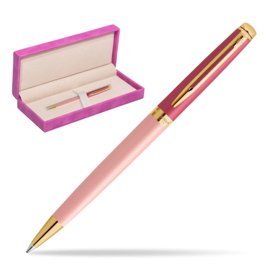 Długopis Waterman HÉMISPHÈRE COLOR-BLOCK PINK GT w pudełku zamszowym fuksja