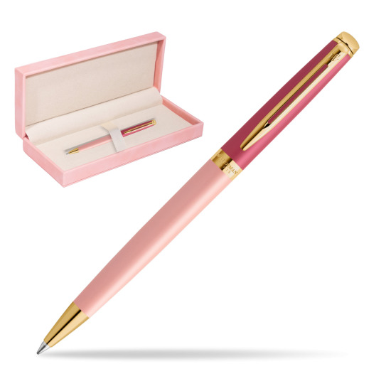 Długopis Waterman HÉMISPHÈRE COLOR-BLOCK PINK GT w różowym pudełku zamszowym