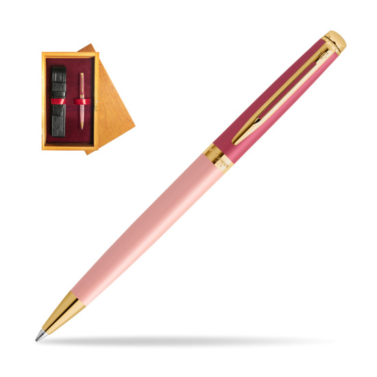 Długopis Waterman HÉMISPHÈRE COLOR-BLOCK PINK GT w pudełku drewnianym Honey Single Bordo