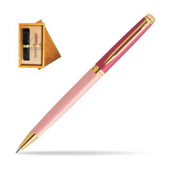 Długopis Waterman HÉMISPHÈRE COLOR-BLOCK PINK GT w pudełku drewnianym Honey Single Ecru