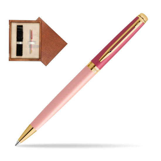 Długopis Waterman HÉMISPHÈRE COLOR-BLOCK PINK GT w pudełku drewnianym Mahoń Single Ecru