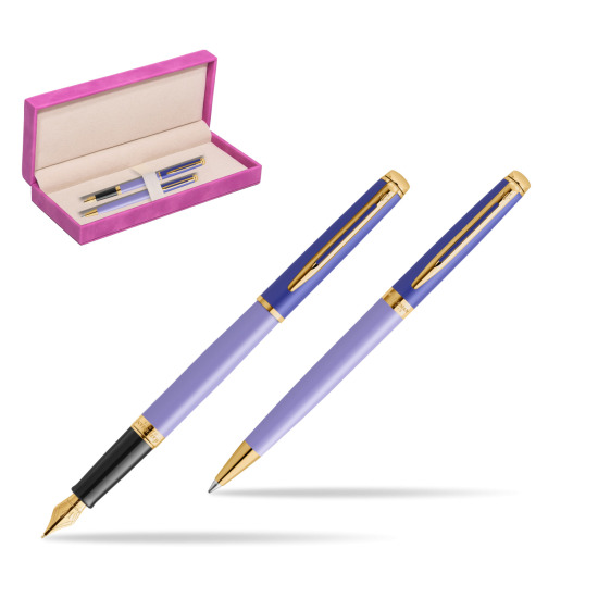 Zestaw prezentowy Waterman pióro wieczne + długopis HÉMISPHÈRE COLOR-BLOCK PURPLE w pudełku zamszowym fuksja