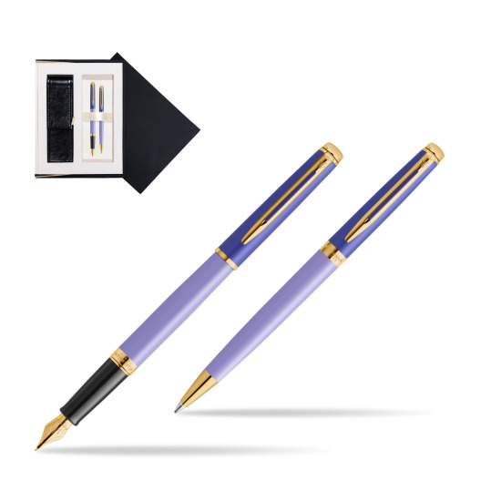 Zestaw prezentowy Waterman pióro wieczne + długopis HÉMISPHÈRE COLOR-BLOCK PURPLE w czarnym pudełku zamszowym