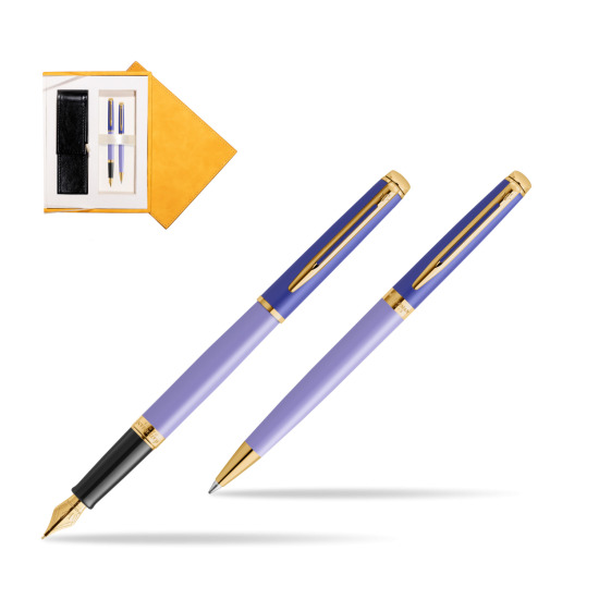 Zestaw prezentowy Waterman pióro wieczne + długopis HÉMISPHÈRE COLOR-BLOCK PURPLE w żółtym pudełku zamszowym