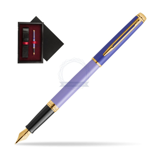 Pióro wieczne Waterman HÉMISPHÈRE COLOR-BLOCK PURPLE w pudełku drewnianym Czerń Single Bordo