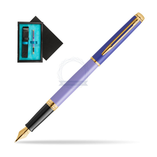 Pióro wieczne Waterman HÉMISPHÈRE COLOR-BLOCK PURPLE w pudełku drewnianym Czerń Single Turkus