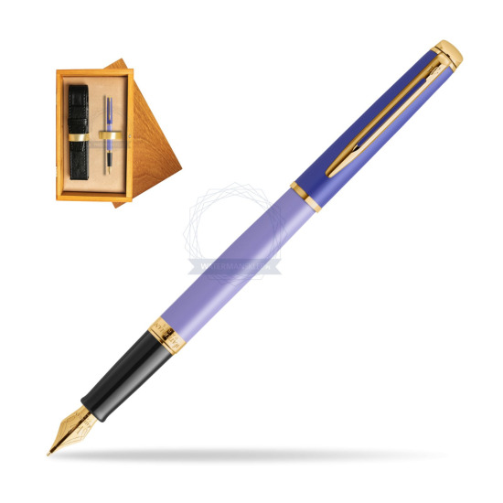 Pióro wieczne Waterman HÉMISPHÈRE COLOR-BLOCK PURPLE w pudełku drewnianym Honey Single Ecru