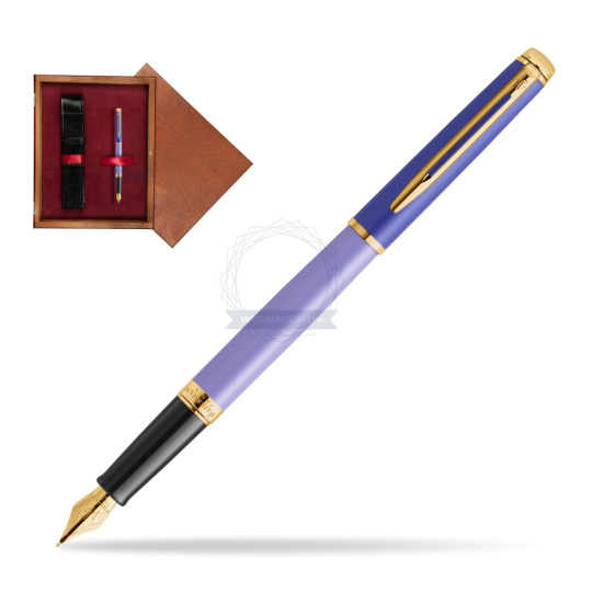 Pióro wieczne Waterman HÉMISPHÈRE COLOR-BLOCK PURPLE w pudełku drewnianym Mahoń Single Bordo