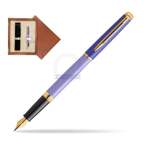 Pióro wieczne Waterman HÉMISPHÈRE COLOR-BLOCK PURPLE w pudełku drewnianym Mahoń Single Ecru